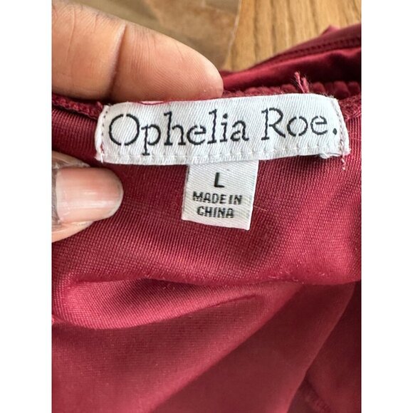 Vintage Red Velvet Ophelia Rose Dress L Long Sleeves Keyhole Back Tiered Design - Picture 6 of 11